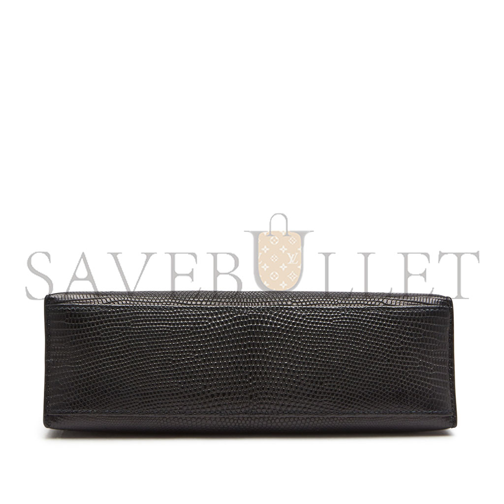 HERMÈS MASTER  BLACK MINI KELLY  LIZARD WITH PALLADIUM HARDWARE (22*14*7cm) 